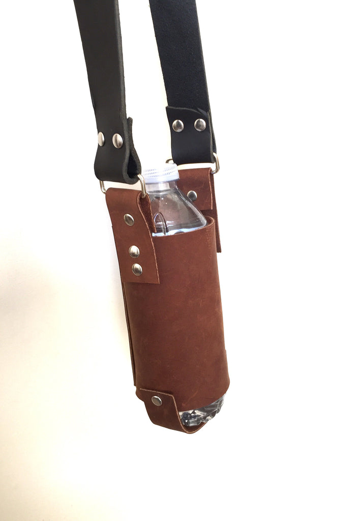 How To Make A Leather Water Bottle Holder or Holster (the quick and easy no-sew way)