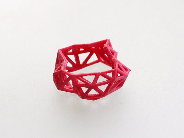 3d printed Triangulated Ring in Pink