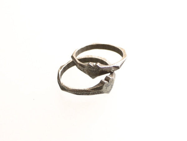 Faceted Heart Ring in Stainless Steel