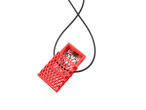 Matchbox Pendant in Red - 3d printed