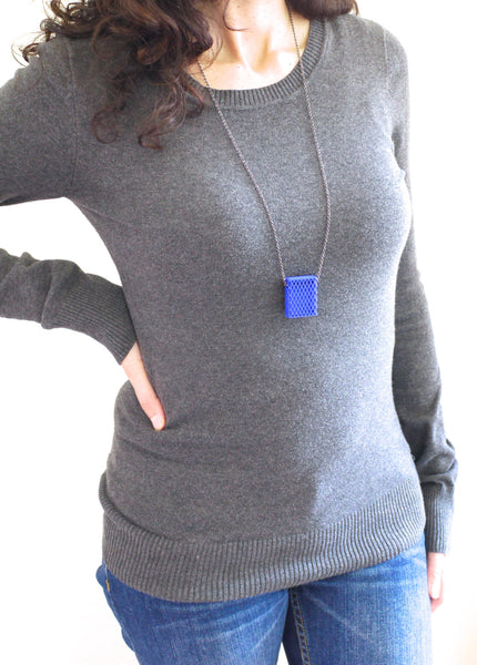 3d printed matchbox pendant in blue