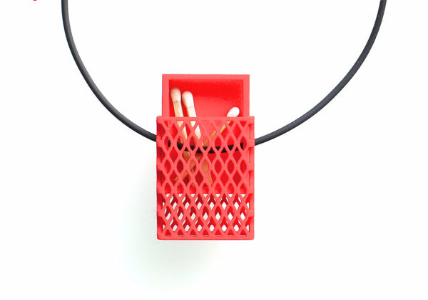 Matchbox Pendant in Red - 3d printed